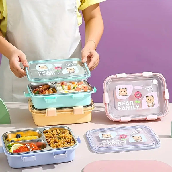 2 Compartment Stainless Steel Lunch Box with Chopsticks and Spoon Stay Organized Fresh Leak-proof and Insulated