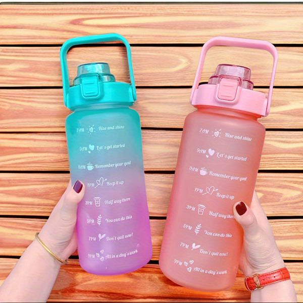 2000ml 64OZ Water Bottle Jug with Motivational Time Marker & Straw, Half Gallon Removable Straw Water Jug with handles Flip Lid Fast Flow, Drink Enough Water for Fitness, Gym, Outdoor Sports Activity