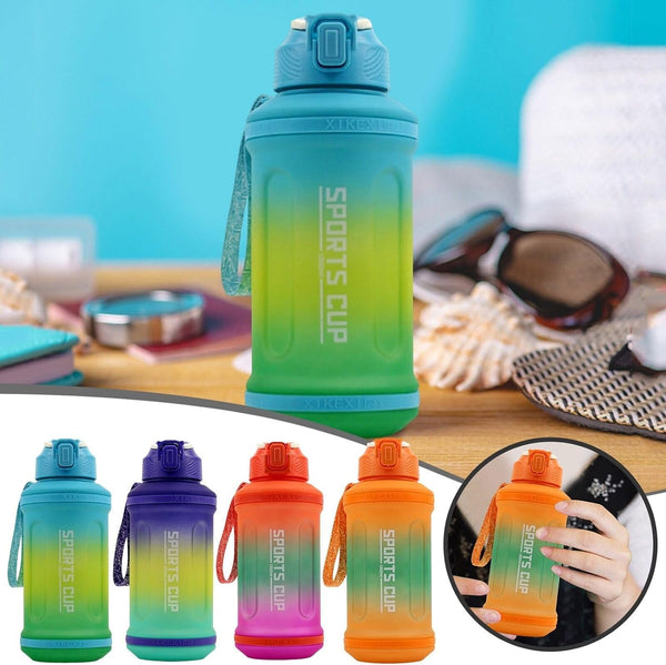 Creative Gradient Plastic Straw Sports Fitness 1350ml Water Bottle with Pop-up Lid, Portable for Outdoor Activities