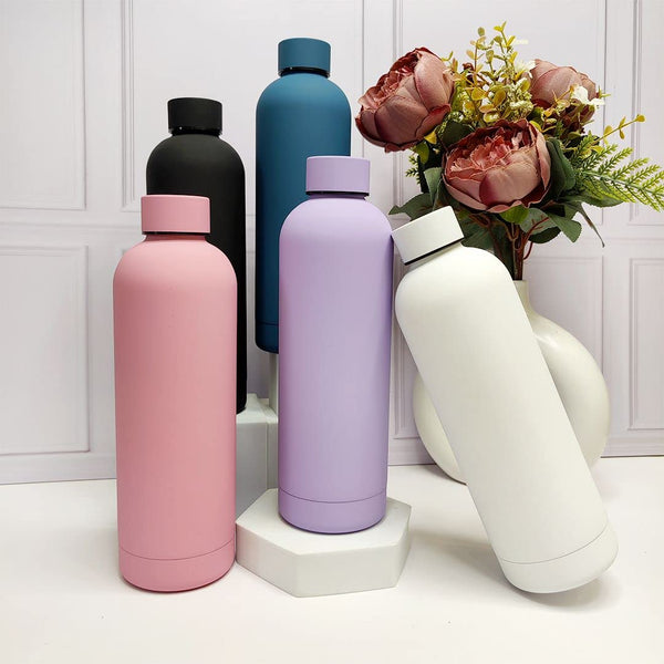 750ml Matte Finish Solid Color Steel Water Bottles for Stylish Hydration on the Go!