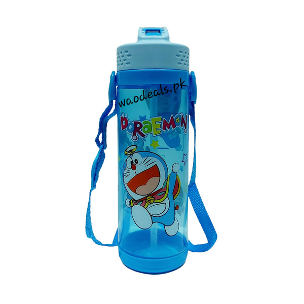 Bright Active Star 600ml Doraemon Character Water Plastic Bottle with Straw - BPA-Free for Kids - waodeals