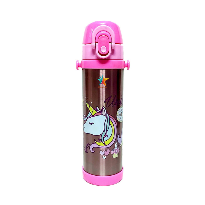 🦄 Disney Girls Unicorn Cartoon Stainless Steel Water Bottle | 500ml | Double Wall Insulated Vacuum Flask with Straw 🥤 waodeals