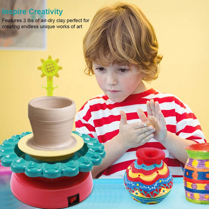 🎨 Rechargeable Sunflower Pottery Wheel Machine Clay Kit for Kids 🔋 waodeals