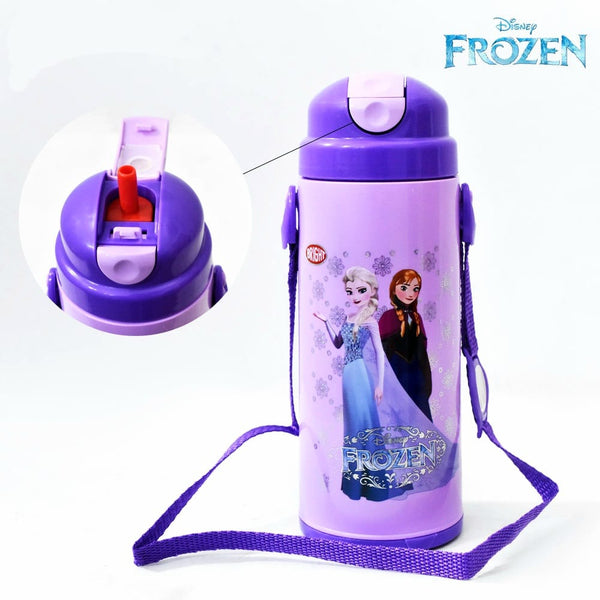 WaoDeals: Bright HiCool 450ml Girls Creative Frozen Character Water Bottle with Straw Thermo Plastic Bottle for School Girls The Perfect Way to Keep Your Child's Drinks Safe and Cool