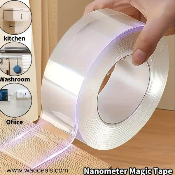 Reusable & Washable Nano Double-Sided Tape - Transparent, Versatile Adhesive for Home, Kitchen, Bathroom, Office & Car Use