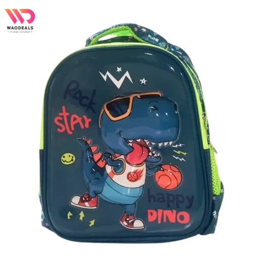 🦖 13-Inch 3D “Rock Star Dino” School Bag for Boys | Cool Spacious Backpack ✨ waodeals