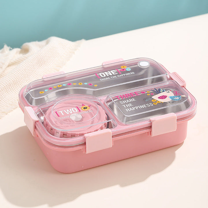 🍱 SmartMeal 3 Compartment Stainless Steel Bento Lunch Box | Leakproof Airtight Food Container with Bowl, Spoon & Chopsticks✨ waodeals