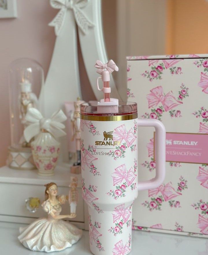 Stanley X LoveShackFancy Holiday Quencher 40oz – Rosa Beaux Pink Tumbler for Girls & Women 🌸✨💕 waodeals