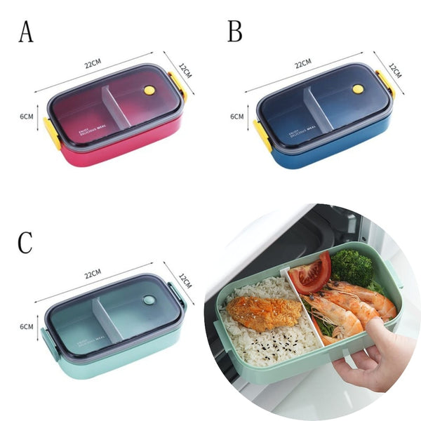 Ultimate Plastic Bento Lunch Box: Portable Design with Adjustable 2 Compartments, Perfect for Students on the Go