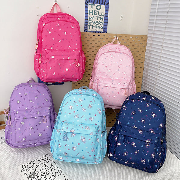 Cute Stylish Girls' School Backpack with Chest Strap, Multiple Compartments, and Pockets Printed School Bag