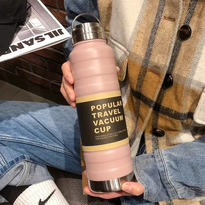 🥤 1000ml Stainless Steel Vacuum Flask | Insulated Travel Thermos Bottle | Leakproof Hot & Cold Water Mug WaoDeals