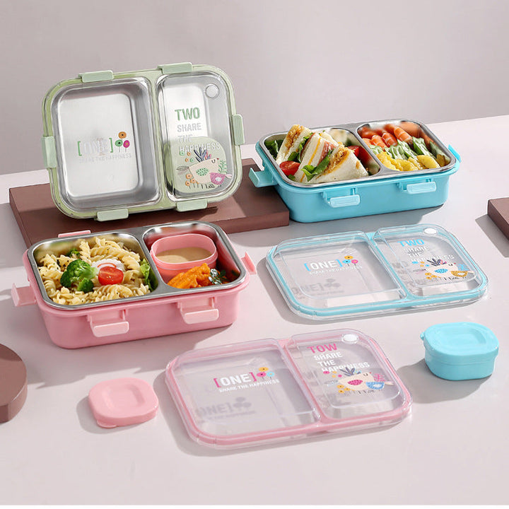 🍱 SmartMeal 2 Compartment Lunch Box Bento Lunch Box (2 Grid) with Bowl – 100% Leakproof, Airtight waodeals