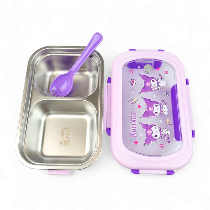 ✨ Kids Characters Lunch Box – 2-Compartment Stainless Steel Container with Spoon waodeals