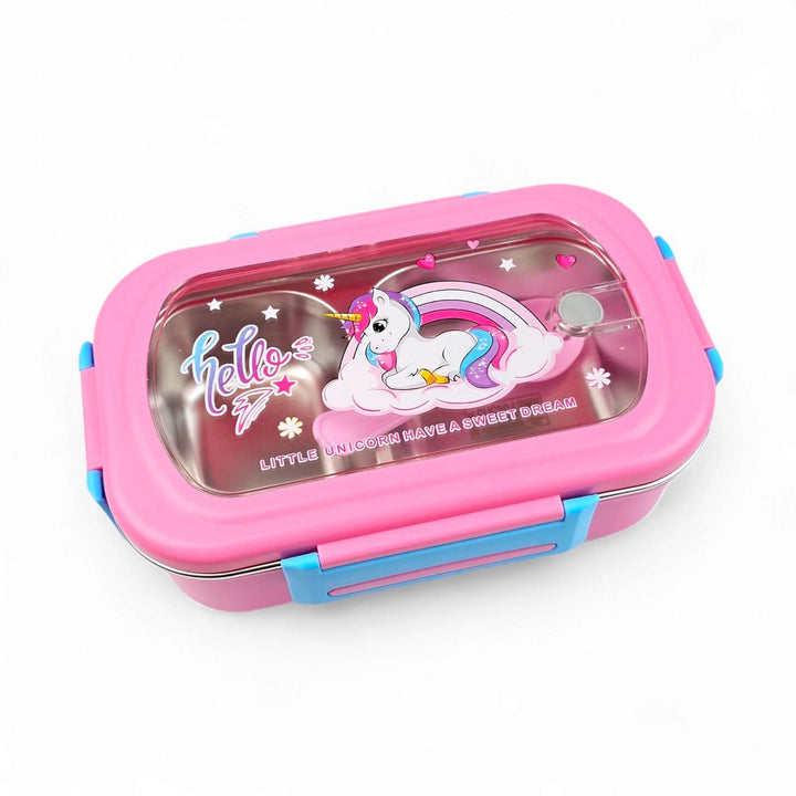 ✨ Kids Characters Lunch Box – 2-Compartment Stainless Steel Container with Spoon waodeals