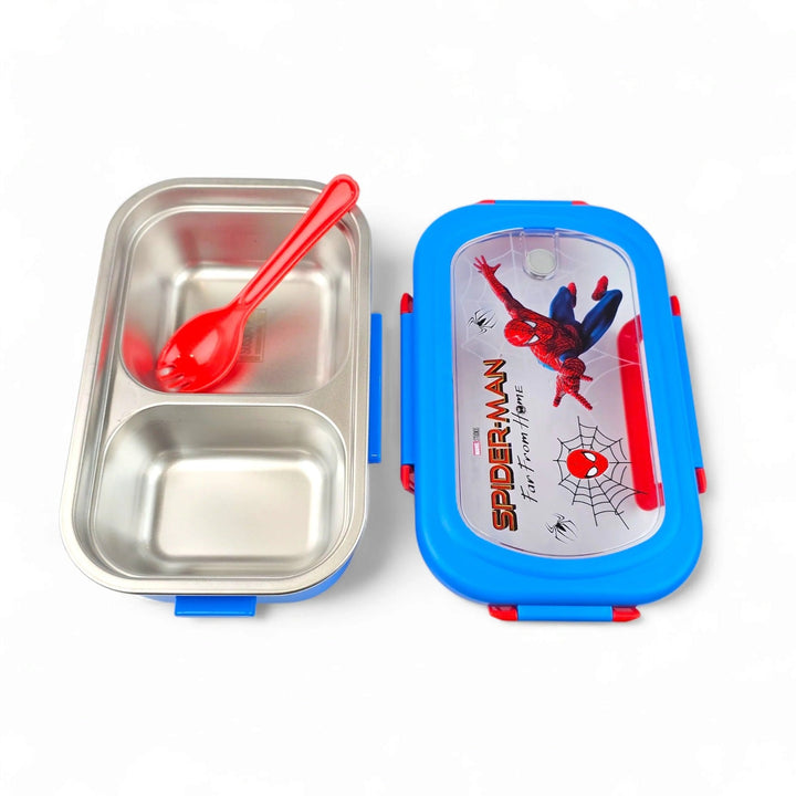 ✨ Kids Characters Lunch Box – 2-Compartment Stainless Steel Container with Spoon waodeals