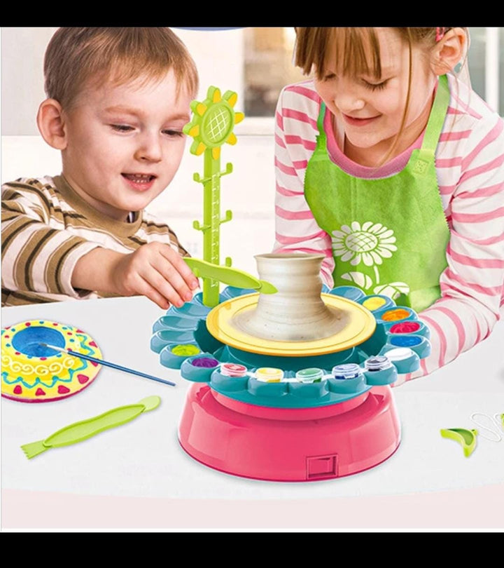 🎨 Rechargeable Sunflower Pottery Wheel Machine Clay Kit for Kids 🔋 waodeals