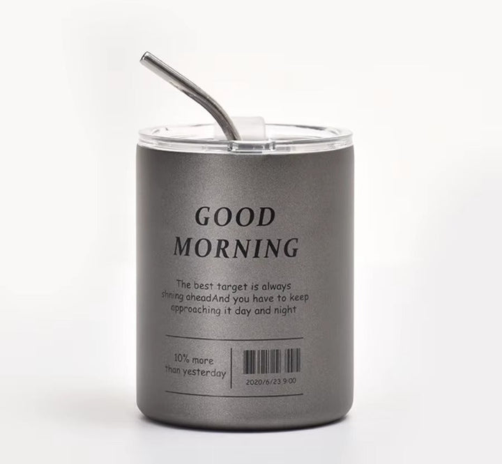 ☕ 320ml Stainless Steel Coffee Cup With Straw waodeals