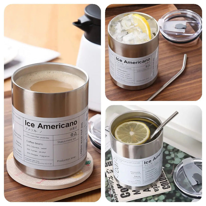 ☕ 320ml Stainless Steel Coffee Cup With Straw waodeals