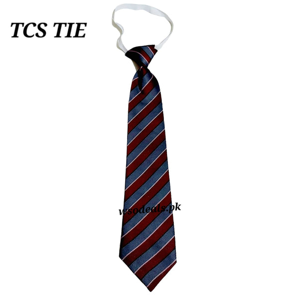 The City School Primary Boys Uniform Elastic Tie Gray & Maroon Lining Uniform Tie