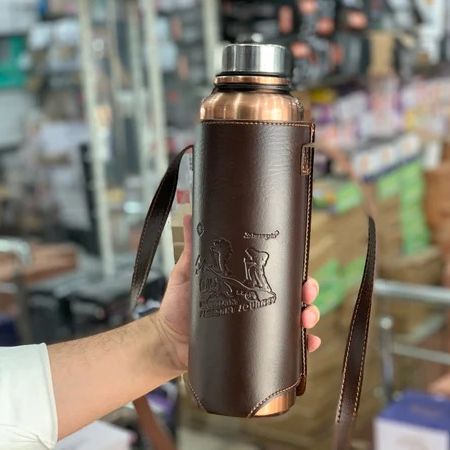 1500ml Stainless Steel Thermos Flask – Hot & Cold Vacuum Bottle with Leather Cover for Outdoor, Travel & Camping 🥤🌄🔥❄️ waodeals