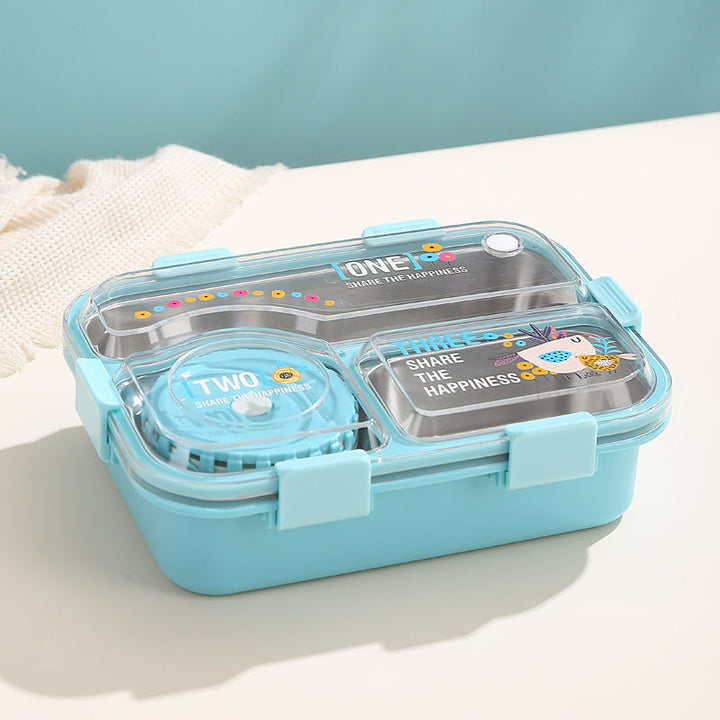 🍱 SmartMeal 3 Compartment Stainless Steel Bento Lunch Box | Leakproof Airtight Food Container with Bowl, Spoon & Chopsticks✨ waodeals