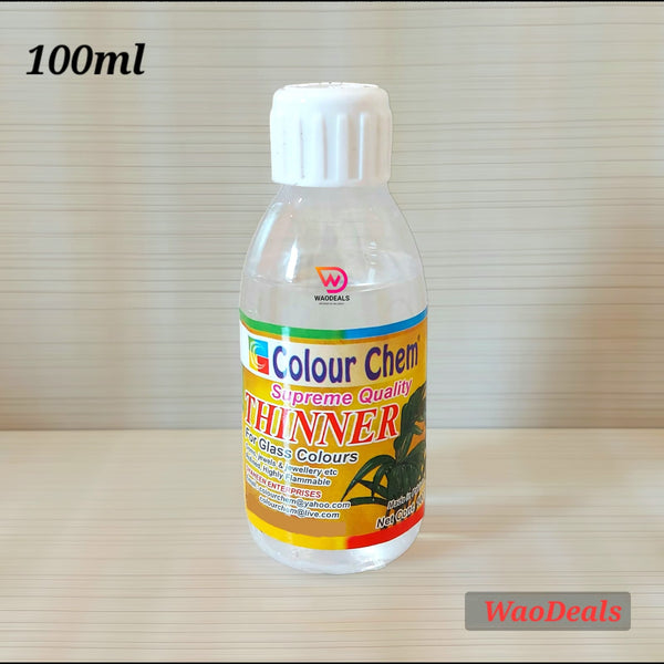 Colour Chem 100ml Supreme Quality Thinner for Glass Colours, Gems, Jewels & Jewellery Beads Wash Refinement Highly Flammable with Shiner for Wash and Mixing