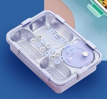 🍱 Stainless Steel Bento Lunch Box 4 Compartments | Insulated Tiffin Box with Spoon & Chopsticks waodeals
