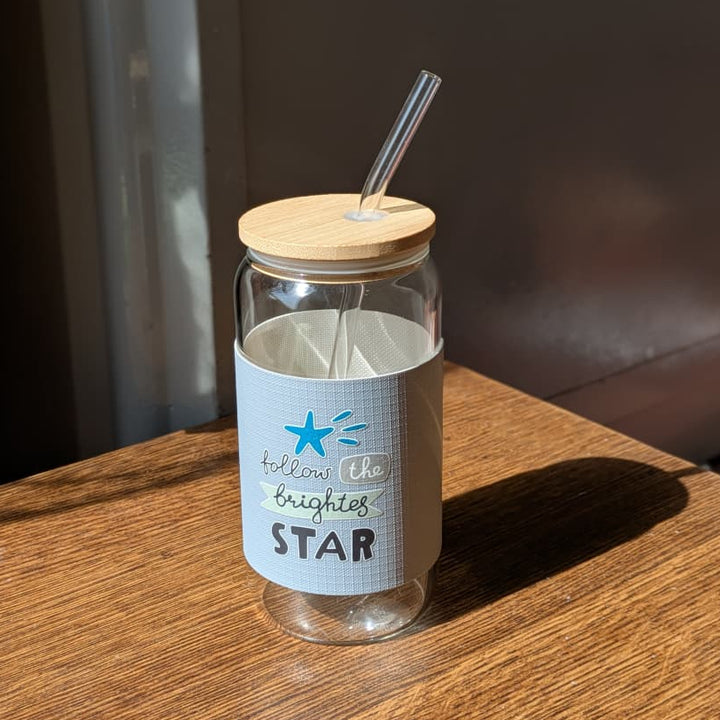 🥤 Tall Glass In All Its Glory 450ml Can Glass with Lid & Straw Leather Sleeve Cup💖✨ waodeals