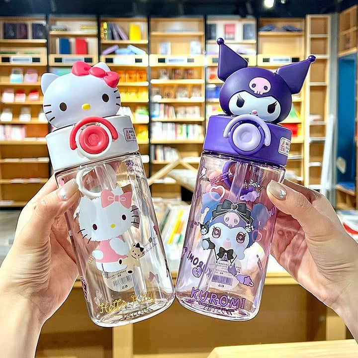 🎀 500ml Sanrio Premium Sipper Bottles with Cute Big Toppers BPA-Free Water Bottle for Kids waodeals