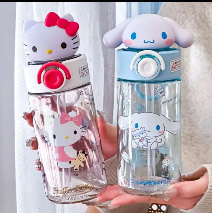🎀 500ml Sanrio Premium Sipper Bottles with Cute Big Toppers BPA-Free Water Bottle for Kids waodeals