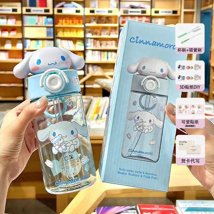 🎀 500ml Sanrio Premium Sipper Bottles with Cute Big Toppers BPA-Free Water Bottle for Kids waodeals