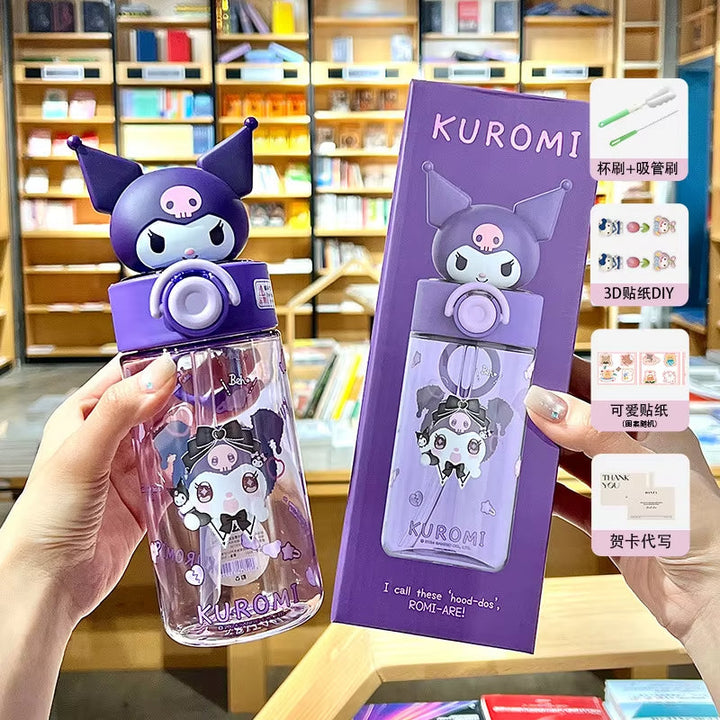 🎀 500ml Sanrio Premium Sipper Bottles with Cute Big Toppers BPA-Free Water Bottle for Kids waodeals