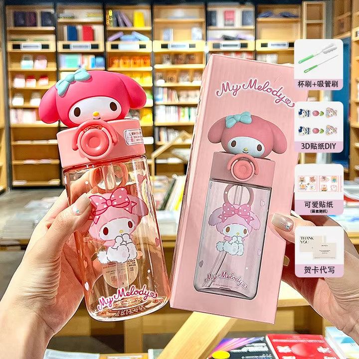 🎀 500ml Sanrio Premium Sipper Bottles with Cute Big Toppers BPA-Free Water Bottle for Kids waodeals