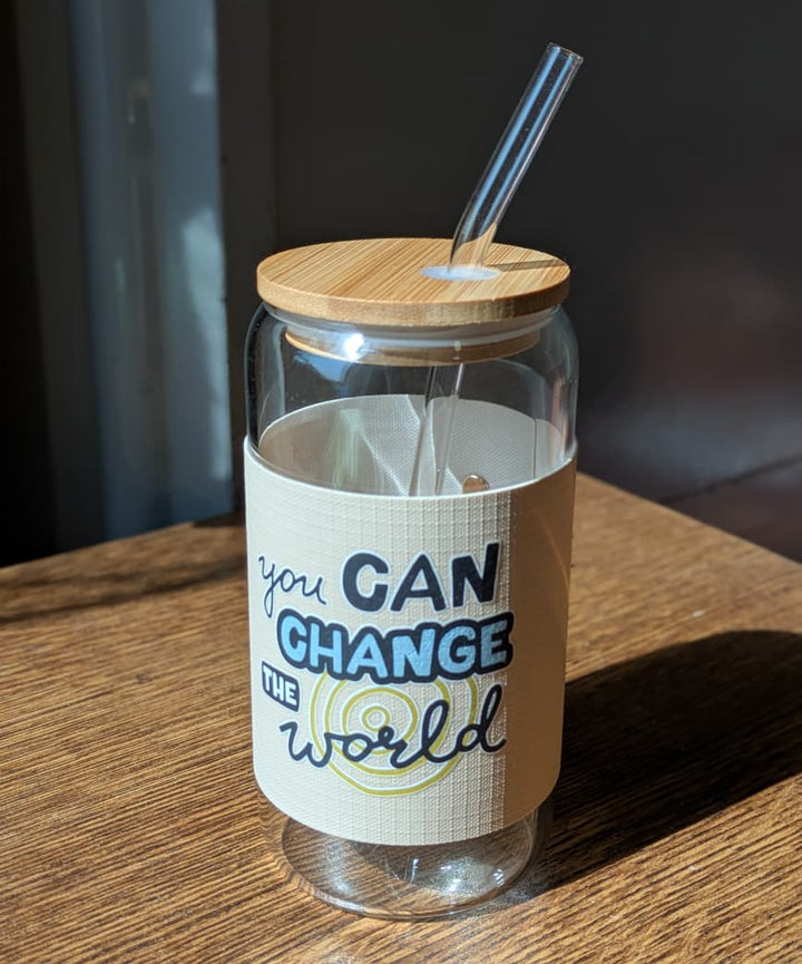 🥤 Tall Glass In All Its Glory 450ml Can Glass with Lid & Straw Leather Sleeve Cup💖✨ waodeals