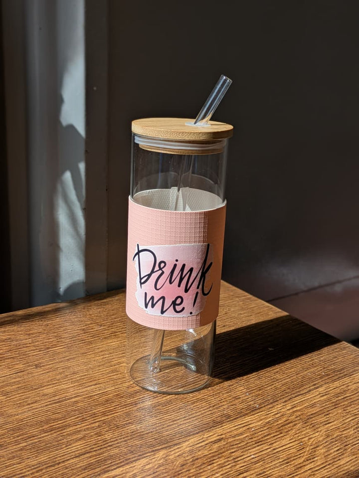 🥤 500ml Tall Can Glass with Lid & Straw – Leather Sleeve Design | Premium Aesthetic Drinkware ✨ waodeals