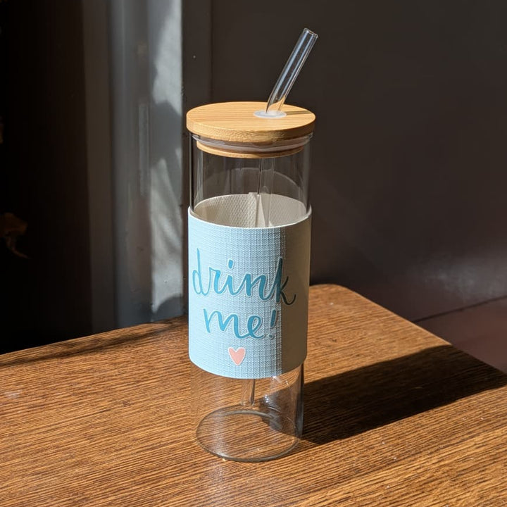 🥤 500ml Tall Can Glass with Lid & Straw – Leather Sleeve Design | Premium Aesthetic Drinkware ✨ waodeals