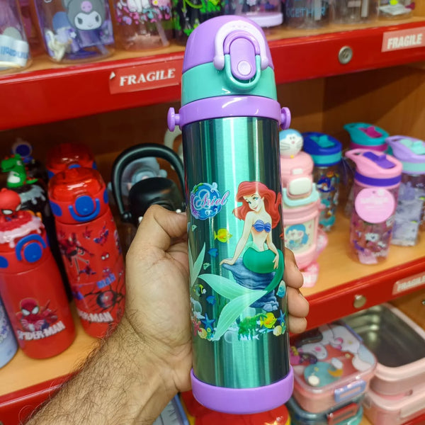 🧜‍♀️ Disney Girls Mermaid Cartoon Stainless Steel Water Bottle | 500ml Double Wall Insulated 🌊💧 waodeals