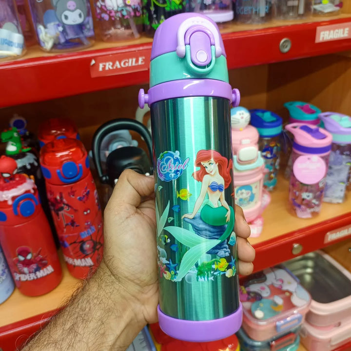 🧜‍♀️ Disney Girls Mermaid Cartoon Stainless Steel Water Bottle | 500ml Double Wall Insulated 🌊💧 waodeals
