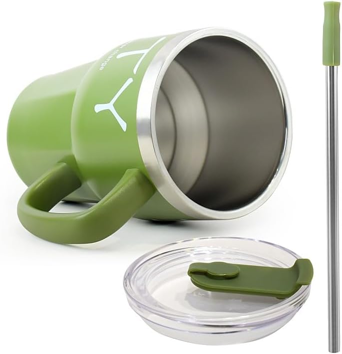 600ml Insulated Coffee Mug Tumbler with Handle | Stainless Steel Travel Mug waodeals