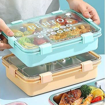 🍱 Stainless Steel Bento Lunch Box 4 Compartments | Insulated Tiffin Box with Spoon & Chopsticks waodeals
