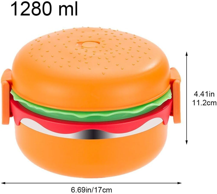 🍔 Cute Burger Shaped Stainless Steel Double Tier Bento Lunch Box 🍱✨ waodeals