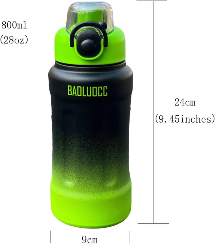 Stainless Steel 800ml Gradient Water Bottle – Vacuum Insulated, Portable Sports Flask waodeals