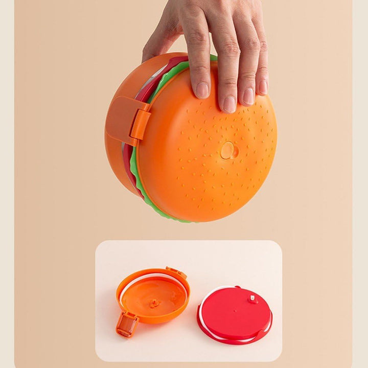 🍔 Cute Burger Shaped Stainless Steel Double Tier Bento Lunch Box 🍱✨ waodeals