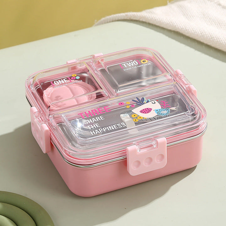 🍱 Big Bites Bento Lunch Box – 3 Compartments with Sauce Bowl &amp; Cutlery | Leak-Proof & Spacious Design 🥄💧 waodeals