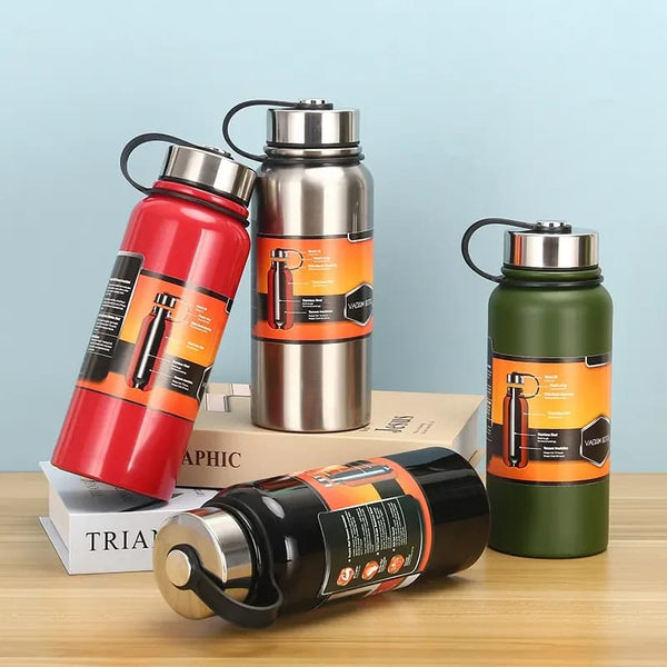 Creative Insulated 800ml Stainless Steel Water Bottle Insulated Thermos Bottle With Leather Cover