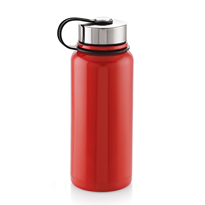 Imported 800ml / 1100ml Hot & Cold Red Thermos Flask – Stainless Steel Vacuum Bottle with Leather Bag for Travel, Gym, Office & Kids 💧🧊🔥 waodeals