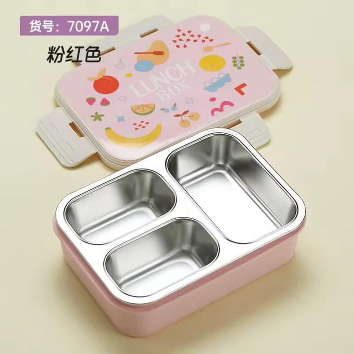 Stailess Steel- 3 Compartment Bento Lunch Box WaoDeals