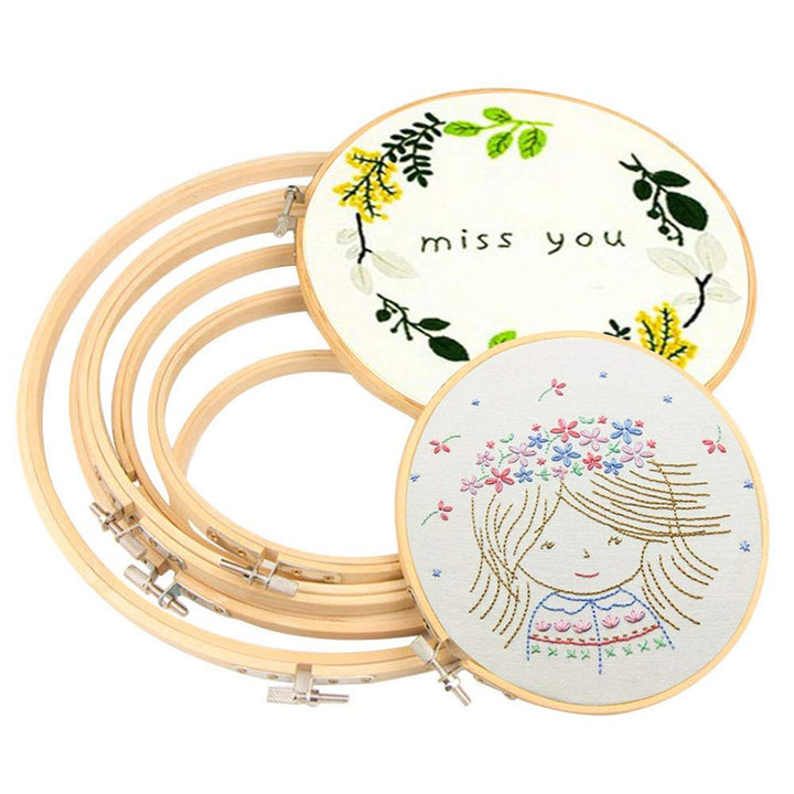 🧵 Super Strong Wooden Embroidery Hoop Frame | Premium Bamboo Cross Stitch Ring | Adjustable 🎨 waodeals