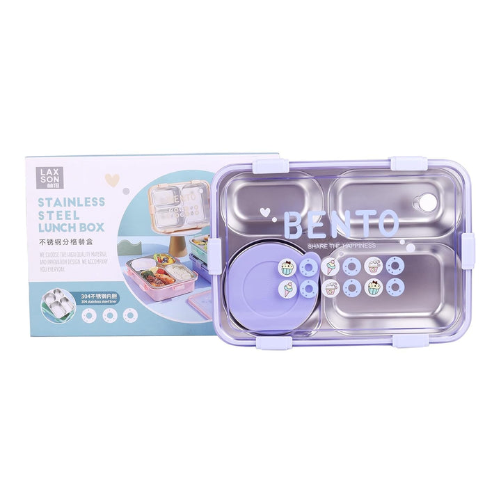 🍱 Stainless Steel Bento Lunch Box 4 Compartments | Insulated Tiffin Box with Spoon & Chopsticks waodeals