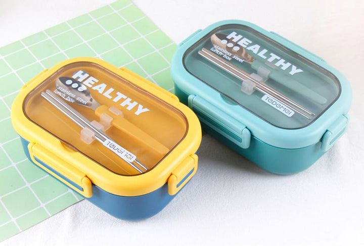 Tedemei Japanese Style Stainless Steel Lunch Box – 2-Compartment Insulated Bento with Spoon & Chopsticks | Leak-Proof, Microwave & Freezer Safe 🍱✨ waodeals